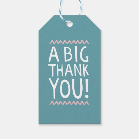 Een grote dank u geschenk label bedankt trendy typ cadeaulabel (Voorkant)