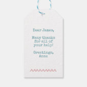 Een grote dank u geschenk label bedankt trendy typ cadeaulabel (Achterkant)