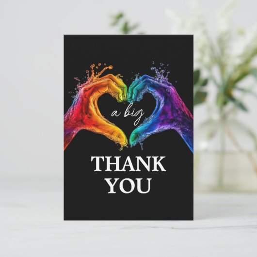 🌈❤️Een grote DANK U Hart van Trots bruiloft Bedankkaart (Staand voorkant)