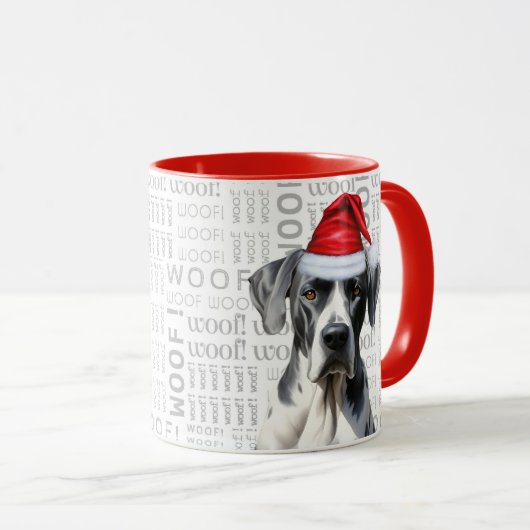 Een grote Deense Kerstman op houten achtergrond Mok (Voorkant rechts)