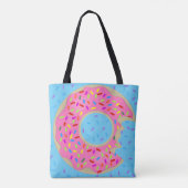 Een grote diepgevroren roze donutschilderij tote bag (Achterkant)