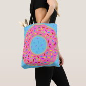 Een grote diepgevroren roze donutschilderij tote bag (Dichtbij)