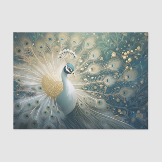 Een grote entree, witte veren pauw finery tissuepapier (Voorkant)