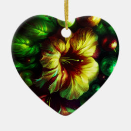 Een grote gele bloem op een Valentijnsdag boom Keramisch Ornament