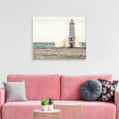 Een grote golf kruipt in het Frankfort-licht Canvas Afdruk (Insitu (Woonkamer))