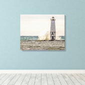 Een grote golf kruipt in het Frankfort-licht Canvas Afdruk (Insitu (Houten vloer))