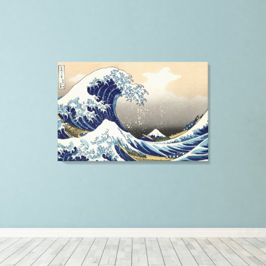 Een grote golf van Kanagawa door Hokusai Canvas Afdruk (Insitu (Houten vloer))