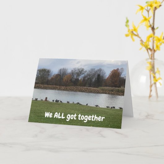 EEN GROTE GROEP GEESE ZEGT ZEGGENSCHAP OP DE BIRTH KAART (Gele Bloem)