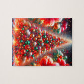 Een grote, heldere, uiterst versierde kerstboom legpuzzel (Horizontaal)