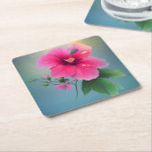 Eén grote hibiscus in volbloei kartonnen onderzetters (Schuin)