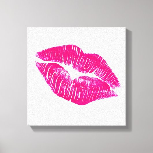 Een grote kus roze lips moderne canvas afdruk (Voorkant)