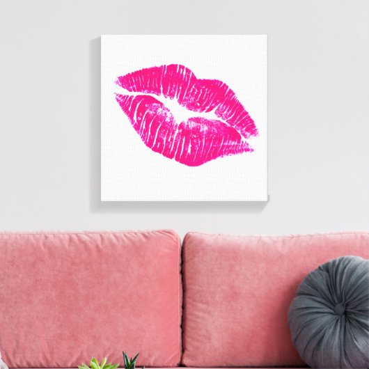 Een grote kus roze lips moderne canvas afdruk (Insitu (Woonkamer))