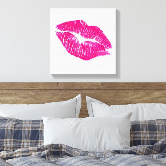 Een grote kus roze lips moderne canvas afdruk (Insitu (Slaapkamer))