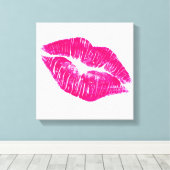 Een grote kus roze lips moderne canvas afdruk (Insitu (Houten vloer))
