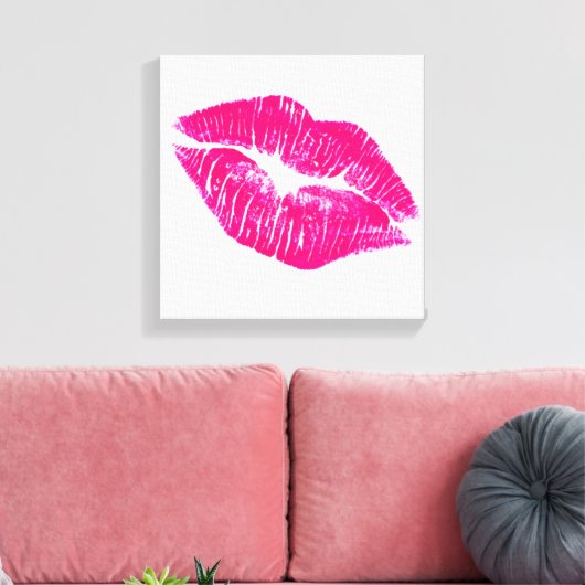 Een grote kus roze lips moderne canvas afdruk (Insitu (Woonkamer))