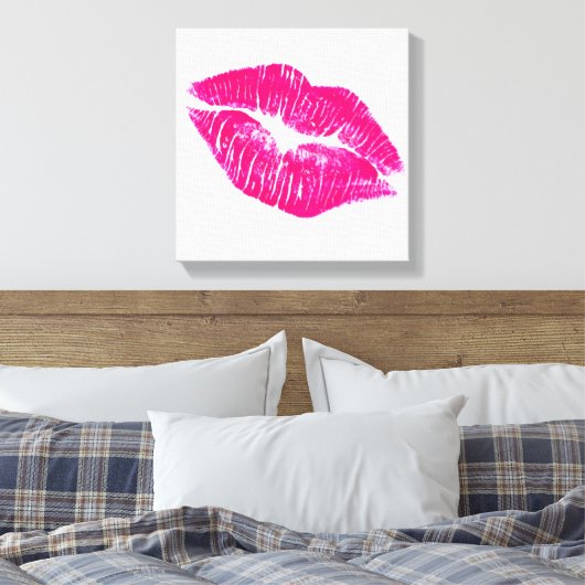 Een grote kus roze lips moderne canvas afdruk (Insitu (Slaapkamer))