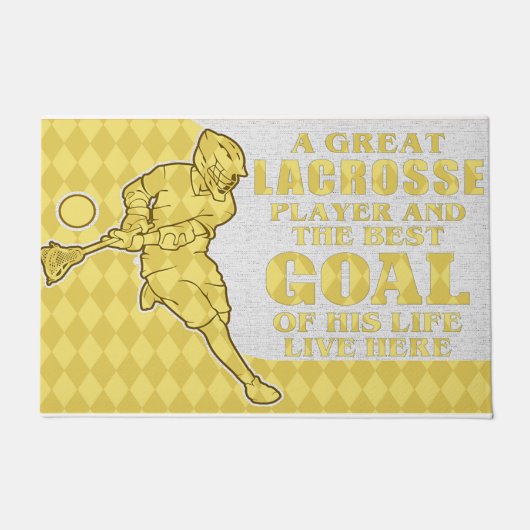 Een grote lacrosse speler & het beste doel van zij deurmat (Voorkant)