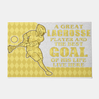 Een grote lacrosse speler & het beste doel van zij deurmat