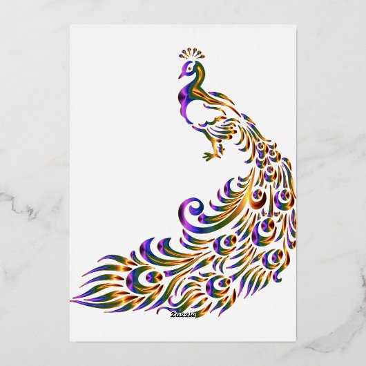 Een grote pauw bruiloft Folie uitnodiging (Achterkant)