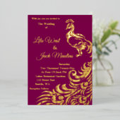 Een grote pauw bruiloft Folie uitnodiging (Staand Voorkant)