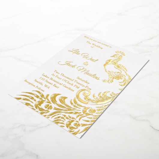 Een grote pauw bruiloft Folie uitnodiging (Gedraaid)