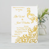 Een grote pauw bruiloft Folie uitnodiging (Staand Voorkant)