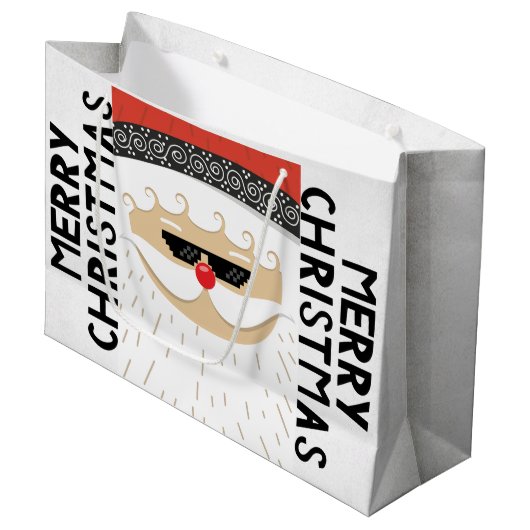 Een grote rode en witte tas voor een kerstcadeau groot cadeauzakje (Voorkant Gekanteld)