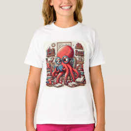 Een grote rode octopus met ronde glazen Shirt