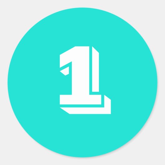 Een grote ronde turquoise nummer Stickers van Janz (Voorkant)