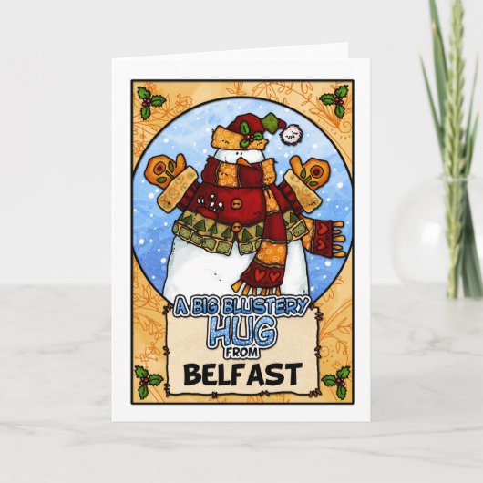 Een grote Stormachtige Omhelzing van Belfast Feestdagen Kaart (Voorkant)