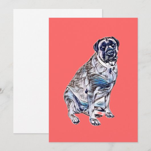 Een grote volwassen vrouw Engelse Mastiff-hond met Feestdagenkaart (Voorkant / Achterkant)