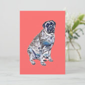 Een grote volwassen vrouw Engelse Mastiff-hond met Feestdagenkaart (Staand voorkant)