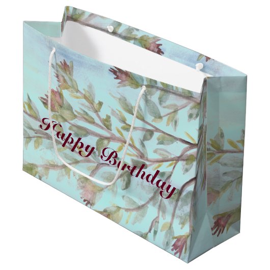 Een grote Waterverf Floral Gift Bag Large Cadeautasje (Voorkant Gekanteld)