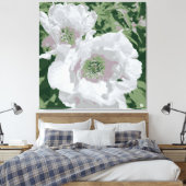 Een grote witte pioen op canvas. canvas afdruk (Insitu (Slaapkamer))