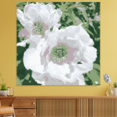 Een grote witte pioen op canvas. canvas afdruk (Insitu (Woonkamer))