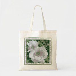 Een grote witte pioen op canvas canvas tas. tote bag