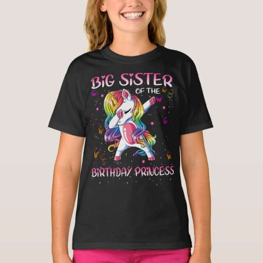een grote zus van de verjaardag prinses unicorn da t-shirt (Voorkant)