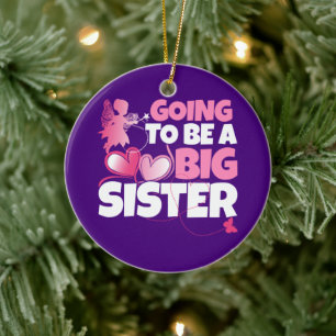 Een grote zuster - een roze keiharde harten keramisch ornament