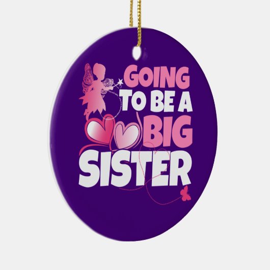 Een grote zuster - een roze keiharde harten keramisch ornament (Rechts)