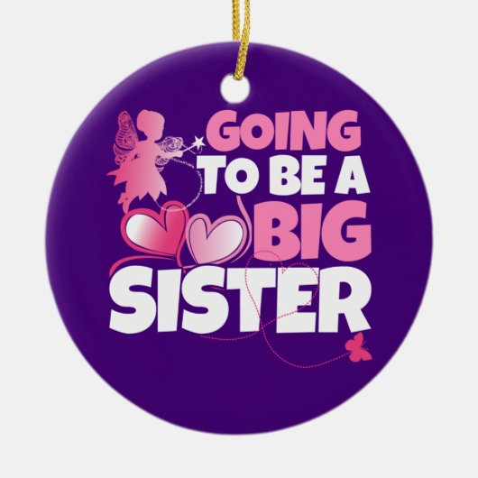 Een grote zuster - een roze keiharde harten keramisch ornament (Voorkant)