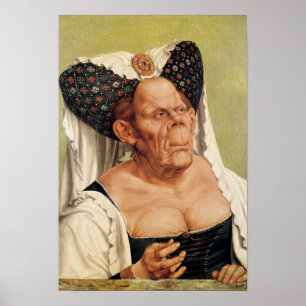 Een Grotesque Oude Vrouw, mogelijk Princess Margar Poster