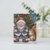 Een Grumpy Gnome en Eekhoorn Kerstmis Briefkaart (Staand voorkant)