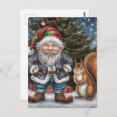 Een Grumpy Gnome en Eekhoorn Kerstmis Briefkaart (Voorkant / Achterkant)