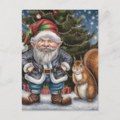 Een Grumpy Gnome en Eekhoorn Kerstmis Briefkaart (Voorkant)