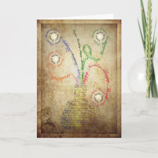 Een grungy verjaardagskaart voor een zus kaart (Voorkant)
