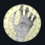 Een gruwelijke, vernauwde monsterhand dartbord<br><div class="desc">Deze monsterlijke en gruwelijke handen op dit dartbord zien er nogal eng uit. Het oorspronkelijke afbeelding van deze twee ader bedekte handen met vernauwde vingers is een grafiettekening. De lange en puntige zwarte vingerklakken geven dit verschrikkelijke afbeelding een extra nachtmerrie. Dit unieke dart board zal de hoofden drastisch veranderen, het...</div>