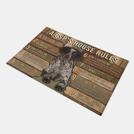 Een GSP House Rule Doormat, Funny Dog Deurmat (Schuin)