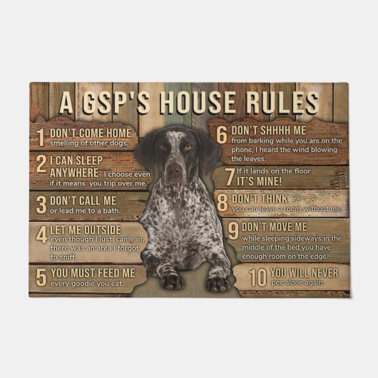 Een GSP House Rule Doormat, Funny Dog Deurmat (Voorkant)