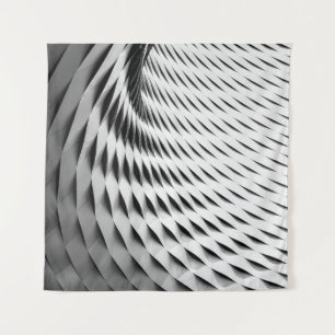 EEN GURVEERD FABRIEK DAT IN WITTE LATTICEWORK WORD WANDKLEED