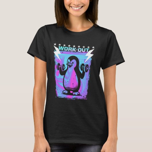 EEN GYM PENGUIN - WORKOUT OEFENING LEUKE VIBES T-SHIRT (Voorkant)